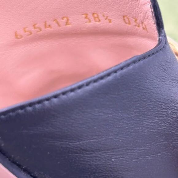 Women's Gucci horsebit leather mid heel slide sandals size 38.5 made in Italy - Picture 8 of 9